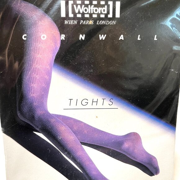 Wolford Cornwall Tights Size Medium Black Sweater Argyle Ribbed Knit Winter 40 - Picture 3 of 8